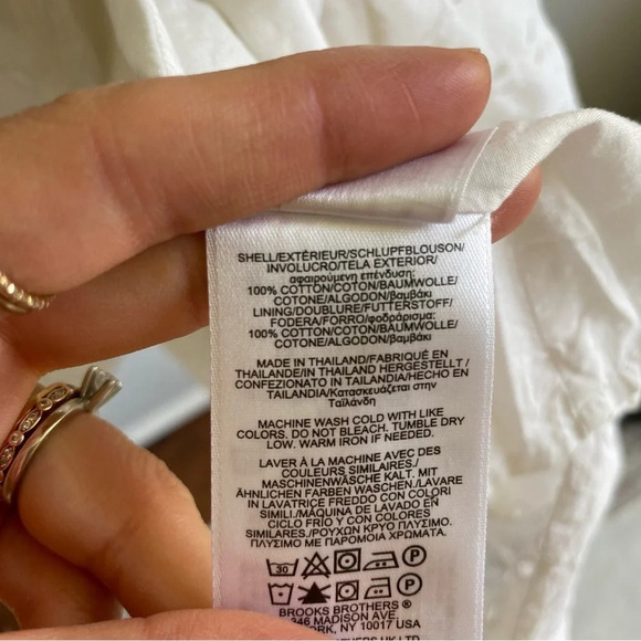 BROOKS Brothers 100% Cotton Eyelet Short Sleeve Midi Dress Size 6 (no belt) - Picture 12 of 16